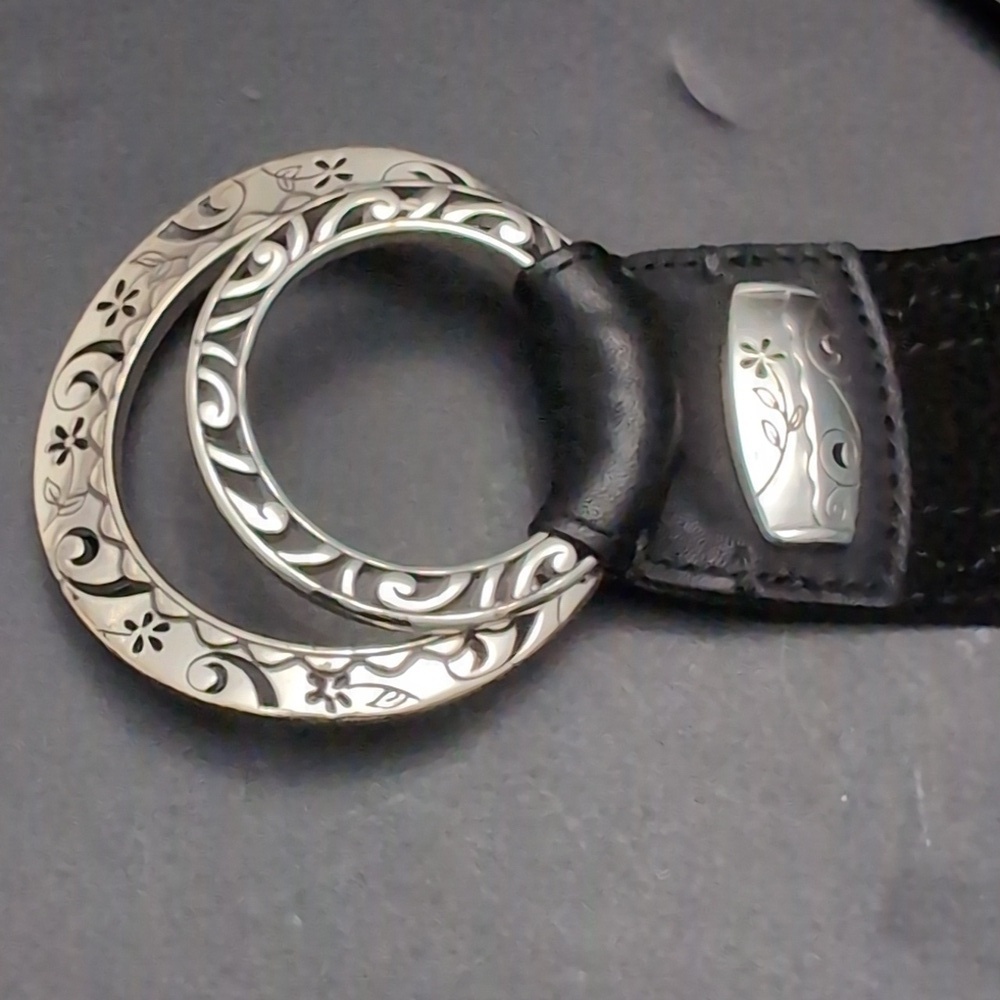 Brighton Women's Black Soft Suede Double Buckle Belt.M. - Picture 2 of 10